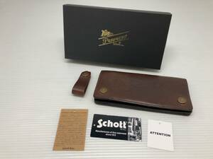 ★ 箱あり SCHOTT ショット 3109057 レザー 長財布 牛革 日本製 ブラウン 通年