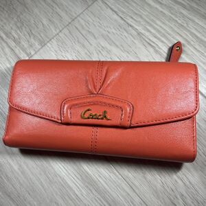 本物 コーチ 長財布 コーラルピンク色系 COACH c41