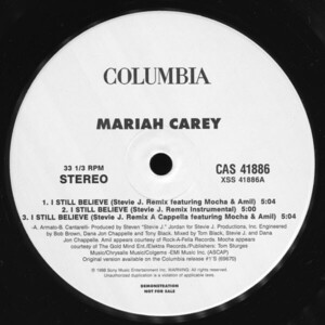 米12 Mariah Carey I Still Believe CAS41886 Columbia プロモ /00250