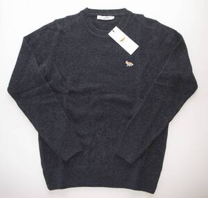 maison kitsune baby fox patch cosy r-neck knit ニット grey sizeS