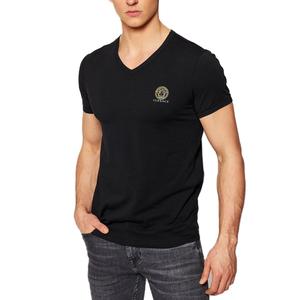 送料無料 8 VERSACE ヴェルサーチ AUU01004 ブラック メデューサ Vネック 半袖 Tシャツ size 3