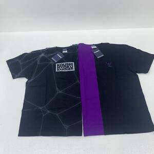 【中古品】マジンガーZ　光子力バリアオールプリント　あしゅら男爵ニコイチPURPLE×BLACK　Tシャツ XL 2枚セット*