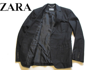 美品★ ZARA MAN ザラマン 　テラードジャケット チェーンロック　シルバー　Sz.46　メンズ ＢＬＫ