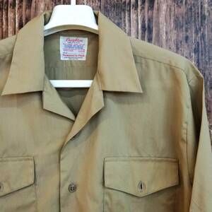 中古 アメリカ古着 Creighton クレイトン 半袖シャツ メンズ Mサイズ相当 ベージュ ワークシャツ 作業服 アウトドア 釣り 送料無料