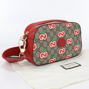 中古美品グッチGUCCI GGアップル ショルダーバッグ GGスプリーム 574886 ベージュ系 ランク：S us-1 2WAY クラッチバッグ レディース