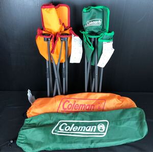 【A-684】Coleman コールマン 椅子 2セットまとめ売り グリーン オレンジ チェア アウトドア アウトドア用品 