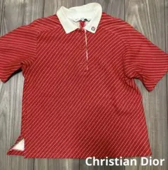 Christian Dior スポーツ 半袖ポロシャツ 赤白ストライプ