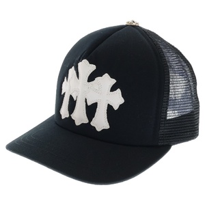 CHROME HEARTS クロムハーツ TRUCKER CAP セメタリークロス レザーパッチトラッカー メッシュキャップ 帽子 ブラック/ホワイト/シルバー