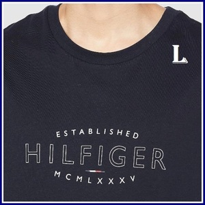 HILFIGER CURVE LOGO TEE ネイビー　Lサイズ TOMMY HILFIGER #ngTOMMY