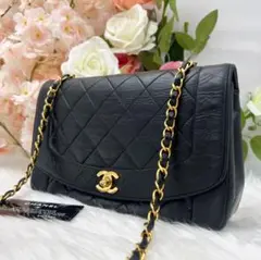 CHANEL マトラッセ チェーンショルダーバッグ ダイアナフラップ ブラック