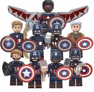 翌日発送　9体セット　キャプテンアメリカ　マーベル　アベンジャーズ　ミニフィグ ブロック　LEGO 互換 レゴ　互換　ミニフィギュア