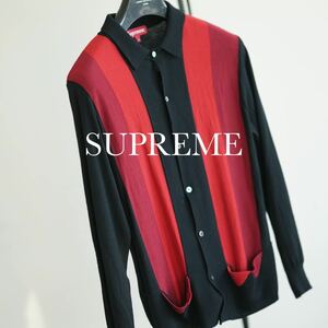 17ss Supreme Arrows Striped Polo Sweater カーディガン ニット シュプリーム 赤 M シャツ