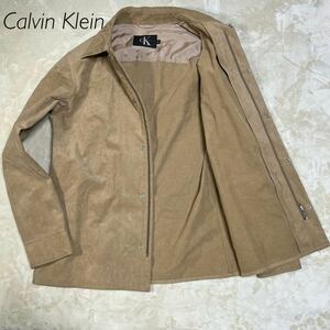 国内正規品！極美品！Calvin Klein カルバンクライン】スエードジャケット　シャツ　ベージュ　ブルゾンCalvin Klein Mサイズ　送料410円