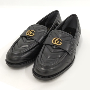 【中古】GUCCI ローファー GGマーモント レザー ブラック 表記サイズ 39 1/2 670399