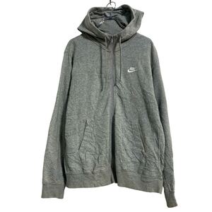 NIKE ロゴ スウェット パーカー M グレー ナイキ ジップアップ 古着卸 アメリカ仕入 a608-5766