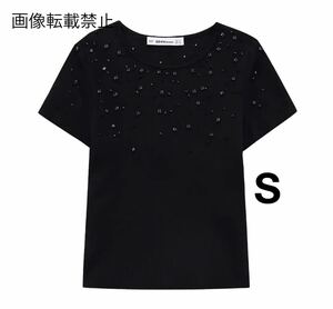 black vintage ヴィンテージ レトロ ビーズ 半袖 ニット トップス Sサイズ レディース★ZARA 好きな方に★2024 S/S 春新作 新品未使用★