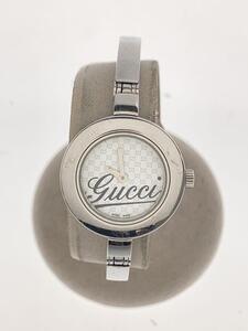 GUCCI◆クォーツ腕時計/アナログ/ステンレス/WHT/SLV/SS