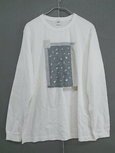 ◇ TAKEO KIKUCHI タケオキクチ フロントプリント 長袖 Tシャツ カットソー オフホワイト系 グレー メンズ