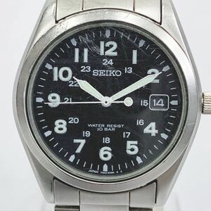 稼働品 希少！SEIKO セイコー SPIRIT スピリット ミリタリー 7N42-8260 1999年製 純正ベルト デイト 黒文字盤 新品電池交換済み