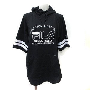 フィラ FILA パーカー プルオーバー チュニック 半袖 L 黒 ブラック /YI レディース