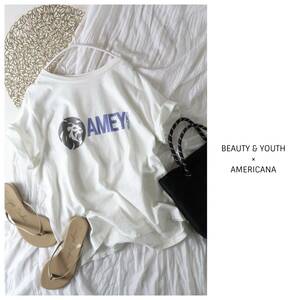 アメリカーナ別注☆BEAUTY & YOUTH×AMERICANA☆洗える コットン100% MUSIC プリントTシャツ 日本製☆A-O 3645