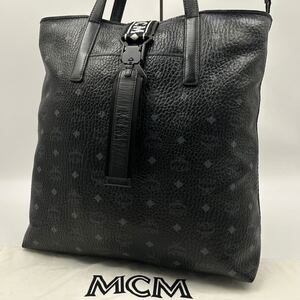 極希少●美品●A4可●MCM エムシーエム メンズ トートバッグ ヴィセトス ビジネス ハンドバッグ レザー 本革 大容量 保存袋付 ブラック 黒