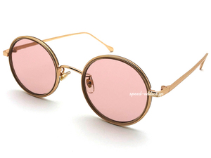 INNER RIM ROUND SUNGLASS 艶消しGOLD/CLEAR BEIGE × PINK/インナーリムラウンドボストン丸眼鏡マットゴールドクリアベージュピンクレンズ