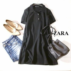 美品 ザラ ZARA 可愛いラインストーン釦 ストレッチ ワンピース M 春 夏 24D05