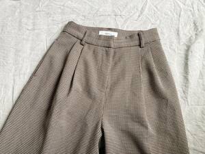 TODAYFUL トゥデイフル Centerpress Trousers 千鳥格子柄 チェック センタープレス ワイド ストレッチ タック パンツ 36 茶レディース ◇12