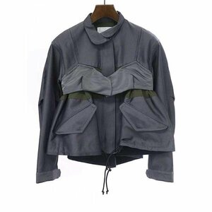 sacai サカイ 22AW Cotton Gabardine Mix Blouson コットン ギャバジン ミックス ブルゾン ネイビー サイズ:1 レディース ITIWT563SJIU