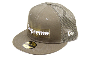 未使用品 58.7cm 23SS Supreme シュプリーム SIZE:7 3/8 Box Logo Mesh Back New Era ボックスロゴ メッシュバック ニューエラ Olive オリ