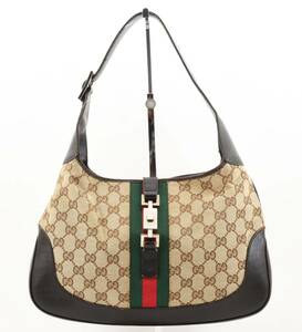 1円 GUCCI グッチ シェリー GGキャンバス ジャッキー レザー ハンドバッグ 肩掛け ワンショルダーバッグ 001.3306 24-1996