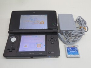 ソフト付き★3DS ゲーム機器 コスモブラック Ver.11.6.0—39J パイロットウイングス リゾート Nintendo ニンテンドー 動作品 12811②★！！