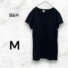 B&H バランスアンドハーモニー♡半袖カットソー　ギャザー　ラウンドネック　M