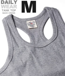 AVIREX リブ タンクトップ BACK CROSS グレー Mサイズ / 《DAILY》RIB TANK TOP バッククロス 灰色 デイリーウェア アビレックス