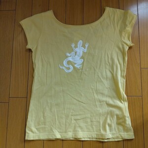 agnes b.　アニエスベー　トカゲ柄　Tシャツ　イエロー