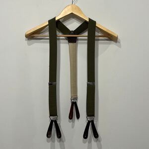 【614】 英国 イングランド 製 nigel cabourn レザー ミリタリー サスペンダー military ナイジェルケーボン suspender