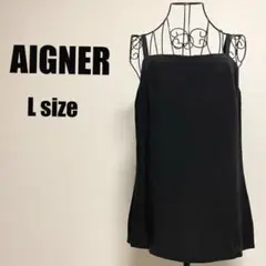 アイグナー AIGNER キャミソールチュニック 黒 ブラック Lサイズ 566