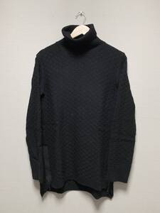 美品☆[ripvanwinkle] 18AW 定価35,200 5GG Wool Cotton Long Knit サイドジップ ブラック 3 日本製 RB-041 リップヴァンウィンクル