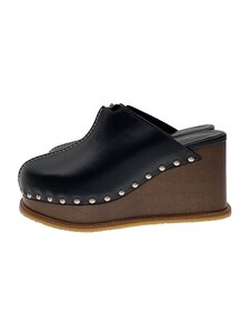 HERMES◆サンダル/36/BLK/レザー