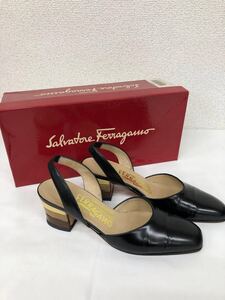 Salvatore Ferragamo サルヴァトーレフェラガモ　 サンダルパンプス　靴　レザー 黒 イタリア製　5B