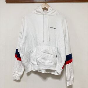 あ1395 VANS バンズ プルオーバー スウェットパーカー HOODIE フーディ L 裏起毛 ドロップショルダー ホワイト