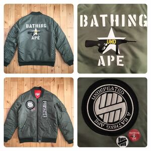 undefeated × BAPE MA-1 bomber jacket Mサイズ a bathing ape BAPE エイプ ベイプ アベイシングエイプ ジャケット カーキ n889