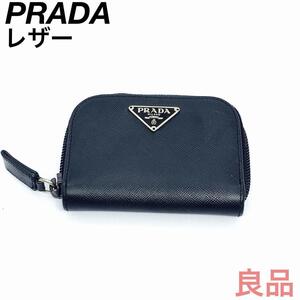 ☆良品☆PRADA サフィアーノレザー ネイビー コインケース#0276s94