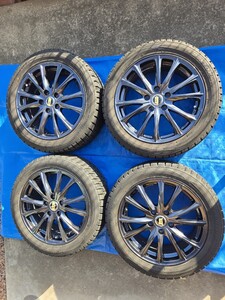 【屋内保管品】 HOT STUFF WAREN 17インチ 7J +55 5穴 PCD 114.3 スタッドレス付 DUNLOP (215/50R17 91Q) 2020年製 4本 スバル レヴォーグ