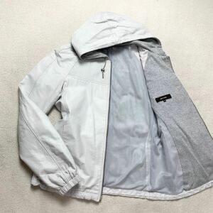 希少色 コムサメン【極上のカウハイド】COMME CA MEN ライダースジャケット du mode レザーパーカー メッシュ M ブルゾン 牛革 本革 白 1円