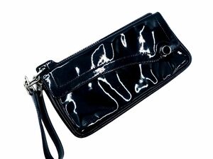 FURLA フルラ エナメル クラッチ バッグ 黒 ■■ ☆ edc9 レディース