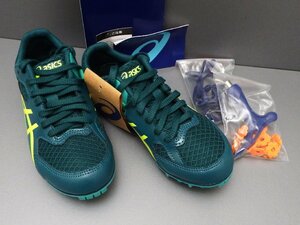 #【タグ付】asics アシックス EFFORT 13 エフォート 1093A167 300 21.5cm VELET PINE/SAFETY YELLOW ハンドル付 兼用 陸上スパイク（札）