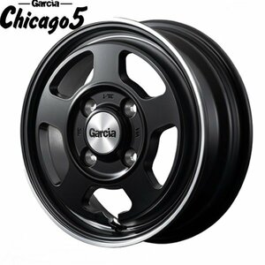 ◆12 インチ タイヤ ＆ ホイール セット ガルシア シカゴ5 セミグロスブラック 145/80R12 80/78 ナンカン FT-9 新品