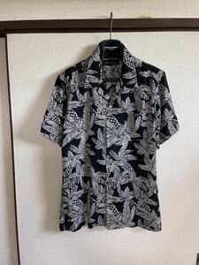 【良品】【レターパックプラス対応】 LOUNGE LIZARD ラウンジリザード ALOHA SHIRTS アロハシャツ 半袖 BLACK ブラック 黒色 即決あり